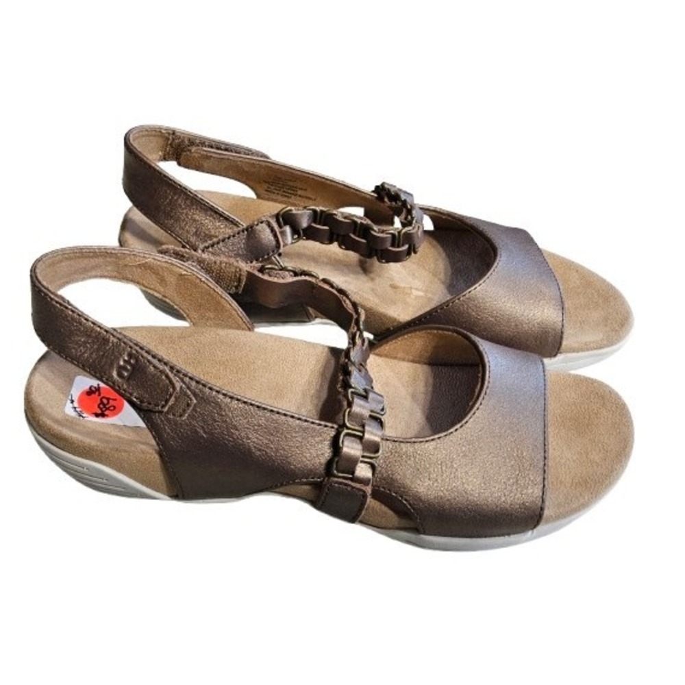 Halsa Sandals Womans Sz 7.5 NEW Bronze Ankle Strap‎ Destiny Shoes Flats Brown